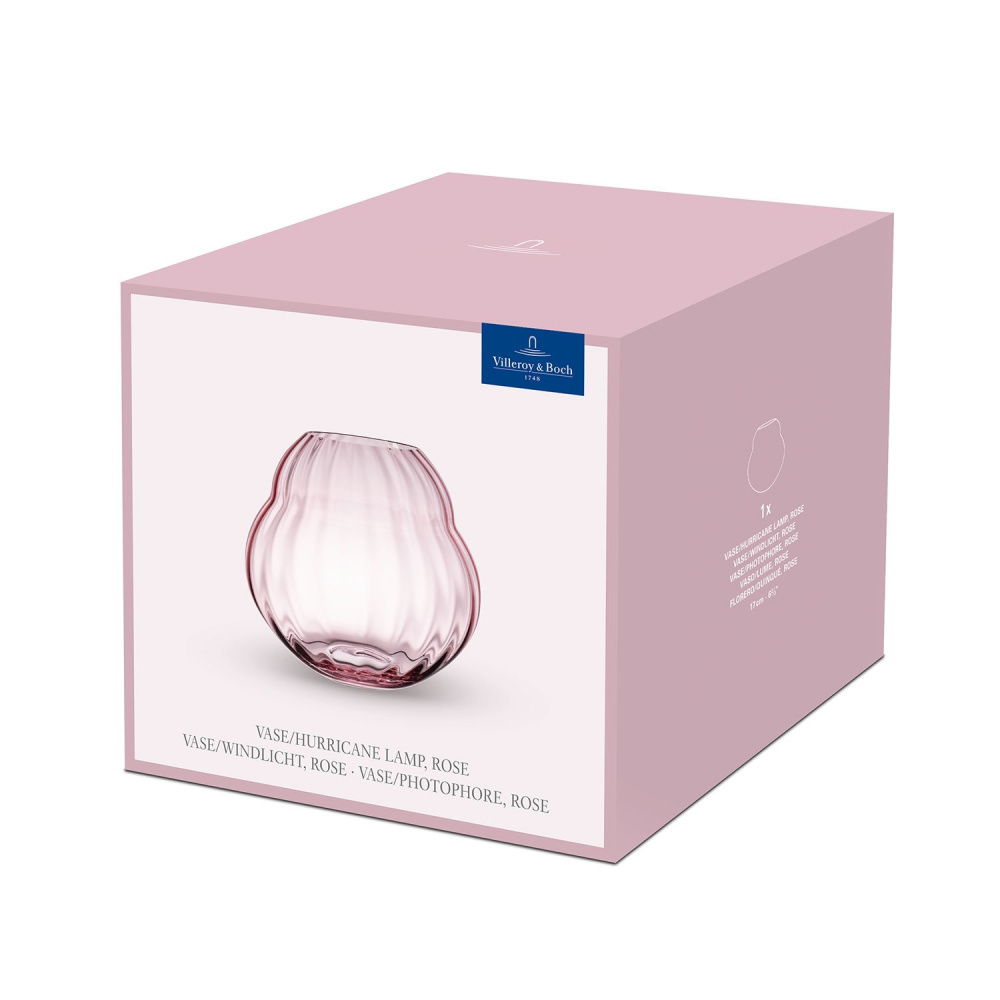 Rose Garden Glass Ваза подсвечник 17 см pink