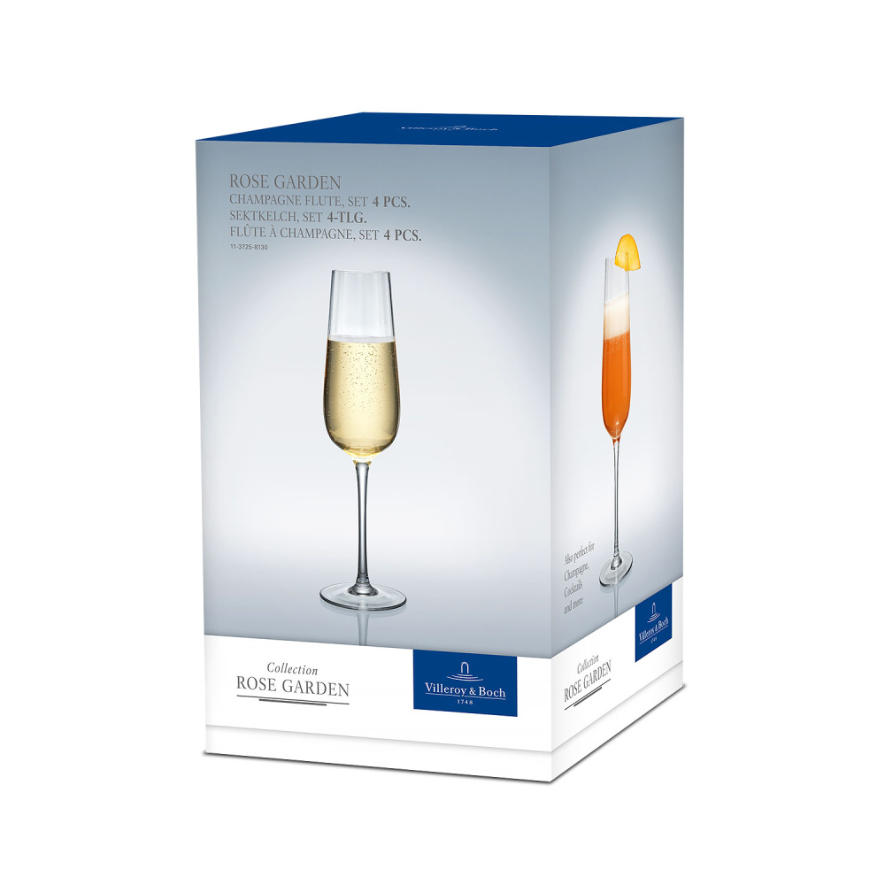 Rose Garden Glass Набор бокалов для шампанского, 4 шт.