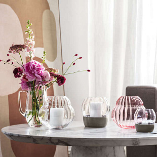 Rose Garden Glass Ваза подсвечник 17 см pink