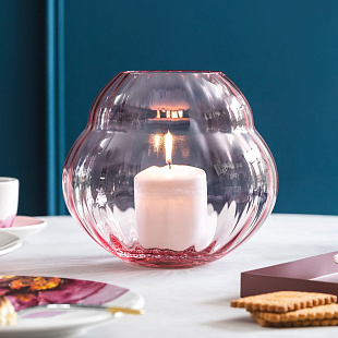 Rose Garden Glass Ваза подсвечник 17 см pink
